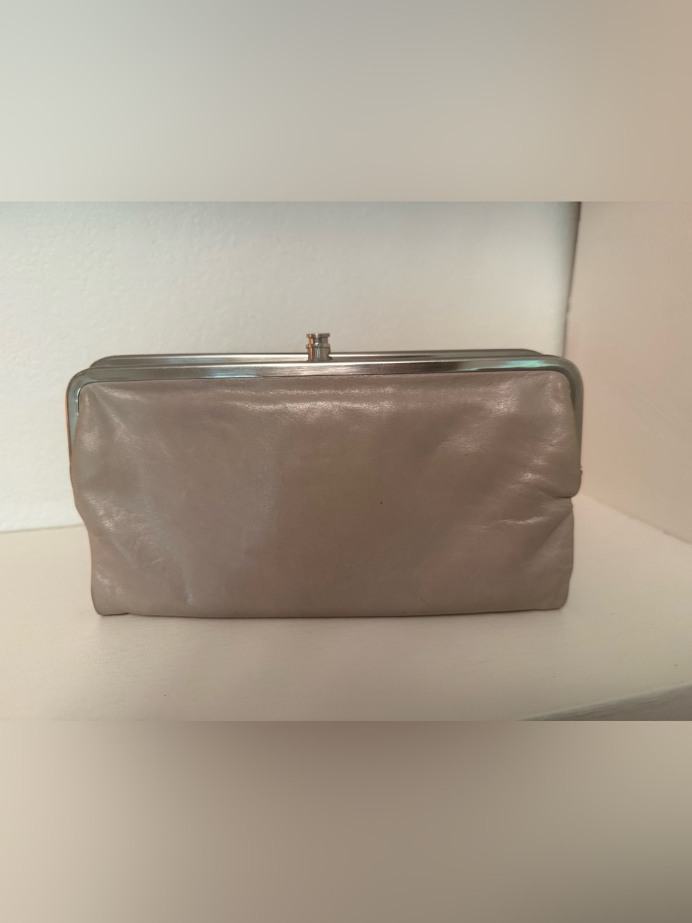 HOBO Lauren Elegant Neutral Leather Frame Clutch - Taupe